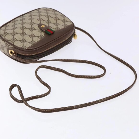 GUCCI GG Supreme Web Sherry Line Bag PVC Beige Gold 007 754 6112 40 Auth 139459 - Picture 8 of 16